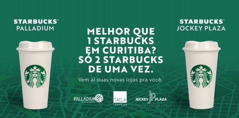 Grupo Tacla anuncia Starbucks nos shoppings Palladium Curitiba e Jockey Plaza