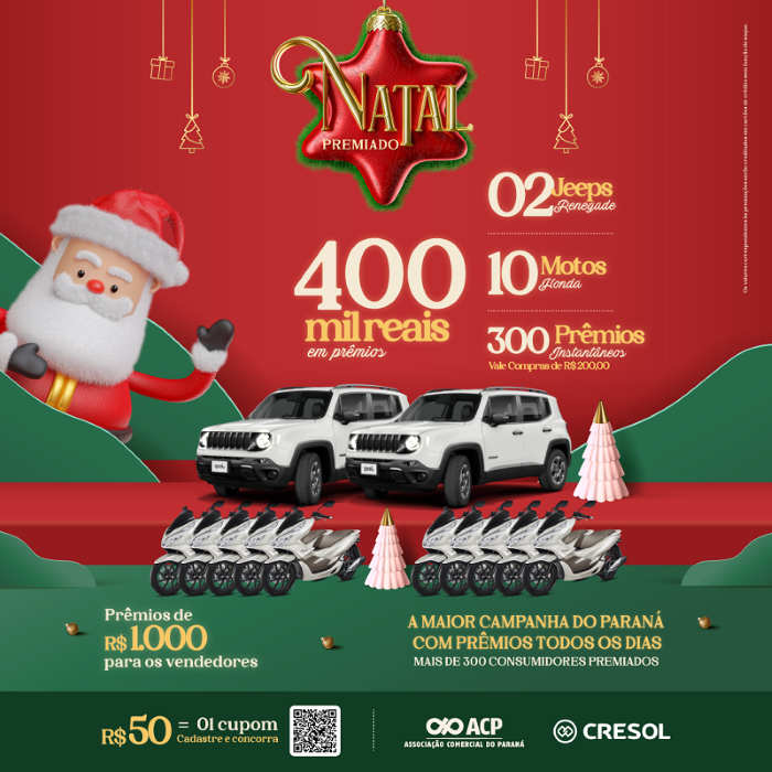ACP lança campanha de Natal que distribuirá R$ 400 mil em prêmios