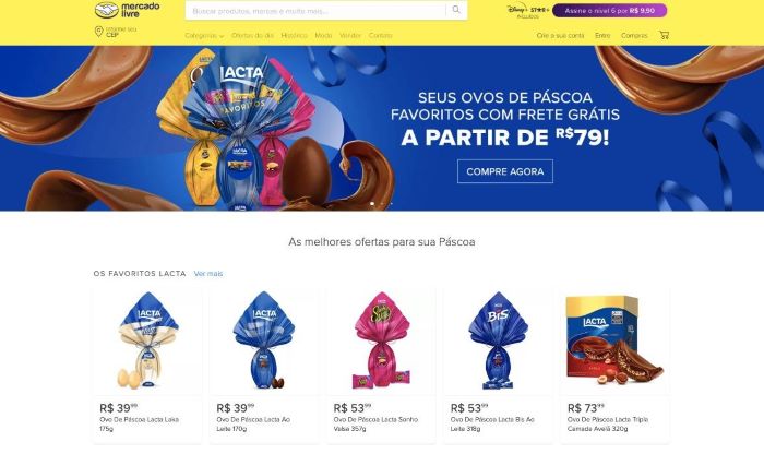 Lacta estreia página oficial no Mercado Livre
