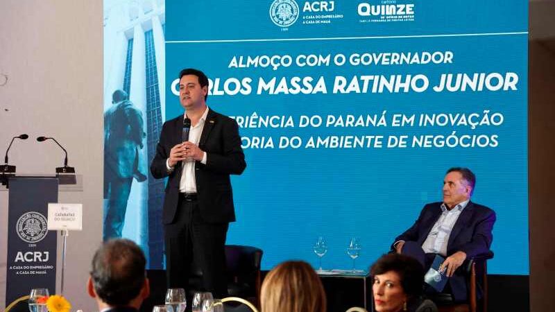 Ratinho Junior apresenta avanços econômicos do Paraná a lideranças empresariais do Rio de Janeiro